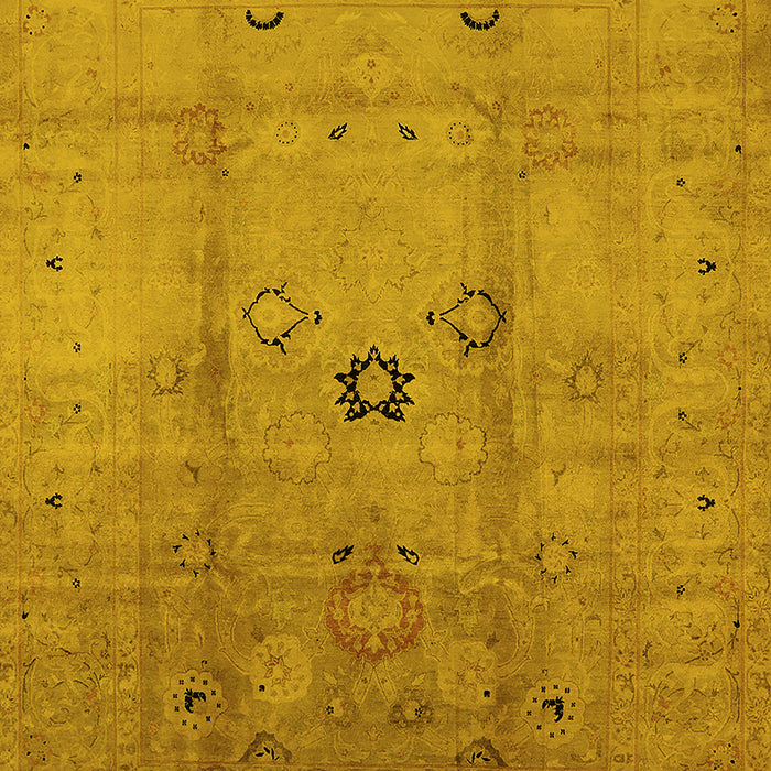 Machine Washable Oriental Yellow Industrial Rug, wshurb3119yw