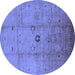 Round Oriental Blue Industrial Rug, urb3119blu