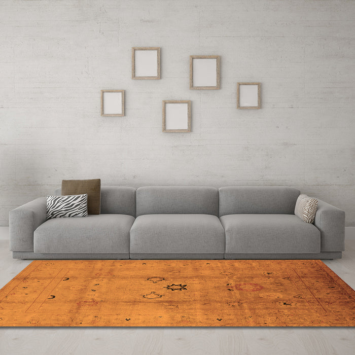 Machine Washable Oriental Orange Industrial Area Rugs in a Living Room, wshurb3119org