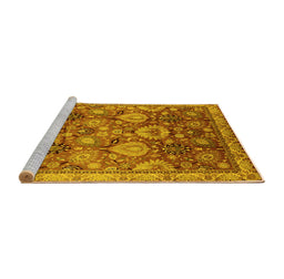 Sideview of Machine Washable Oriental Yellow Industrial Rug, wshurb3120yw