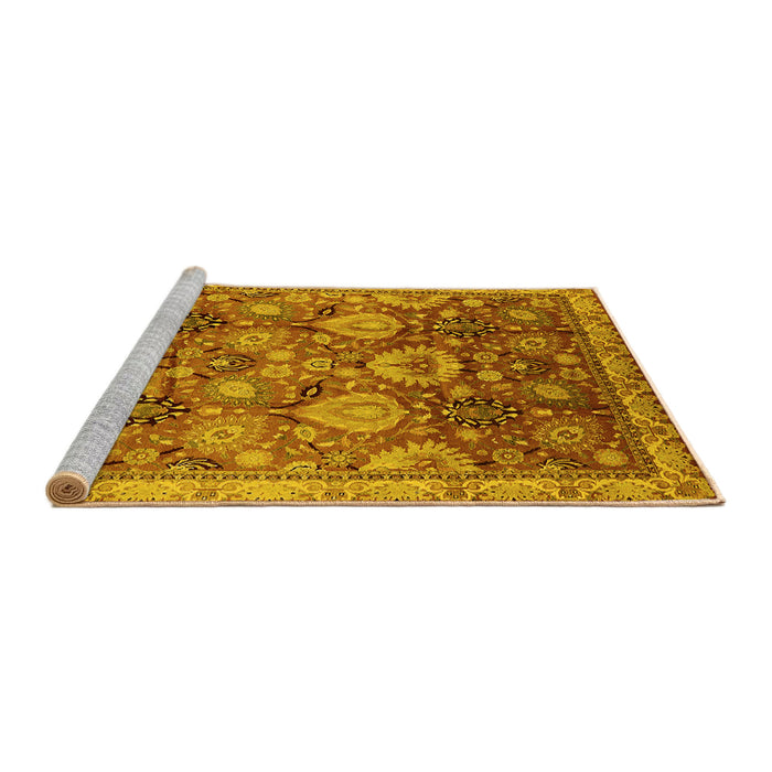 Sideview of Machine Washable Oriental Yellow Industrial Rug, wshurb3120yw