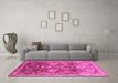 Machine Washable Oriental Pink Industrial Rug in a Living Room, wshurb3120pnk