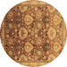 Round Machine Washable Oriental Brown Industrial Rug, wshurb3120brn