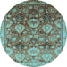 Round Oriental Light Blue Industrial Rug, urb3120lblu