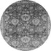 Round Machine Washable Oriental Gray Industrial Rug, wshurb3120gry