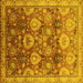 Square Machine Washable Oriental Yellow Industrial Rug, wshurb3120yw