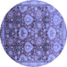 Round Machine Washable Oriental Blue Industrial Rug, wshurb3120blu