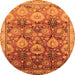 Round Machine Washable Oriental Orange Industrial Area Rugs, wshurb3120org