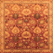 Square Machine Washable Oriental Orange Industrial Area Rugs, wshurb3120org