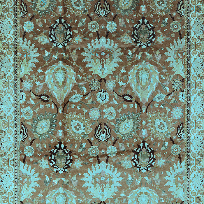 Machine Washable Oriental Light Blue Industrial Rug, wshurb3120lblu