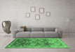 Machine Washable Oriental Emerald Green Industrial Area Rugs in a Living Room,, wshurb3120emgrn