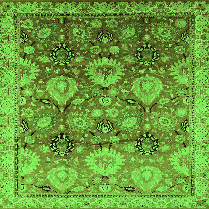 Square Machine Washable Oriental Green Industrial Area Rugs, wshurb3120grn
