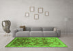 Machine Washable Oriental Green Industrial Area Rugs in a Living Room,, wshurb3120grn