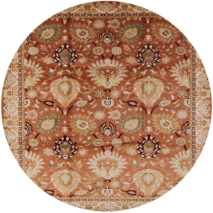 Round Machine Washable Industrial Modern Mahogany Brown Rug, wshurb3120