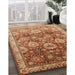 Mid-Century Modern Mahogany Brown Oriental Rug in Family Room, urb3120