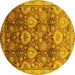 Round Oriental Yellow Industrial Rug, urb3120yw