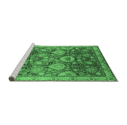 Sideview of Machine Washable Oriental Emerald Green Industrial Area Rugs, wshurb3120emgrn