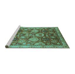 Sideview of Machine Washable Oriental Turquoise Industrial Area Rugs, wshurb3120turq