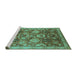 Sideview of Machine Washable Oriental Turquoise Industrial Area Rugs, wshurb3120turq