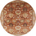 Round Mid-Century Modern Mahogany Brown Oriental Rug, urb3120