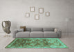 Machine Washable Oriental Turquoise Industrial Area Rugs in a Living Room,, wshurb3120turq