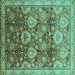 Square Oriental Turquoise Industrial Rug, urb3120turq