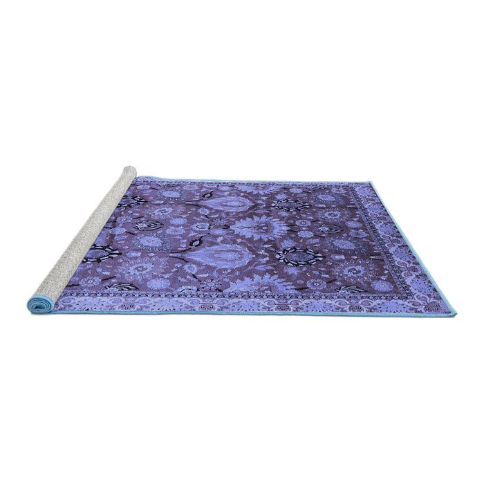 Sideview of Machine Washable Oriental Blue Industrial Rug, wshurb3120blu