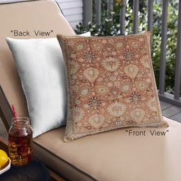 Front View of Mid-Century Modern Urban Square Mahogany Brown Throw Pillow, 18 inch by 18 inch, pwurb3120