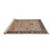 Sideview of Machine Washable Industrial Modern Sienna Brown Rug, wshurb3121