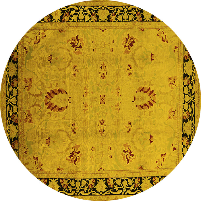 Round Oriental Yellow Industrial Rug, urb3121yw
