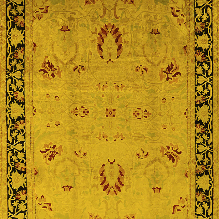 Machine Washable Oriental Yellow Industrial Rug, wshurb3121yw