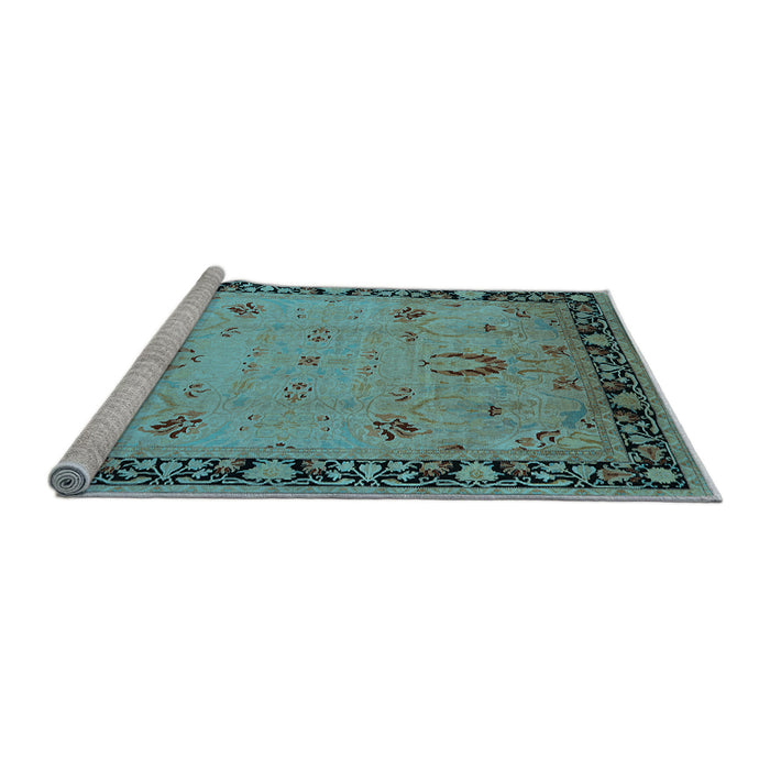 Sideview of Machine Washable Oriental Light Blue Industrial Rug, wshurb3121lblu