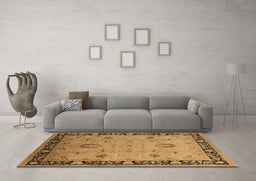 Machine Washable Oriental Brown Industrial Rug in a Living Room,, wshurb3121brn