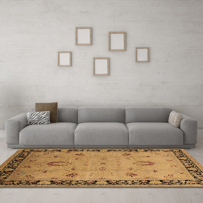 Machine Washable Oriental Brown Industrial Rug in a Living Room,, wshurb3121brn
