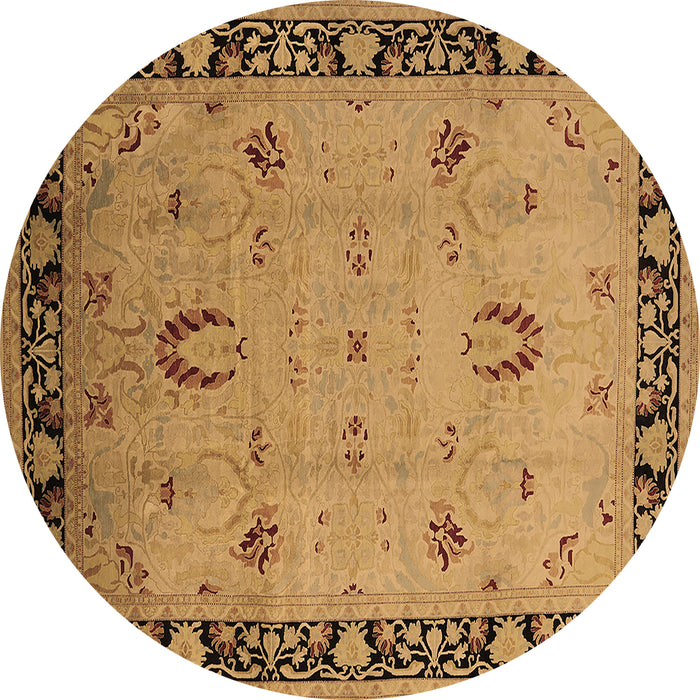 Round Machine Washable Oriental Brown Industrial Rug, wshurb3121brn