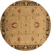 Round Oriental Brown Industrial Rug, urb3121brn