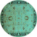 Round Machine Washable Oriental Turquoise Industrial Area Rugs, wshurb3121turq