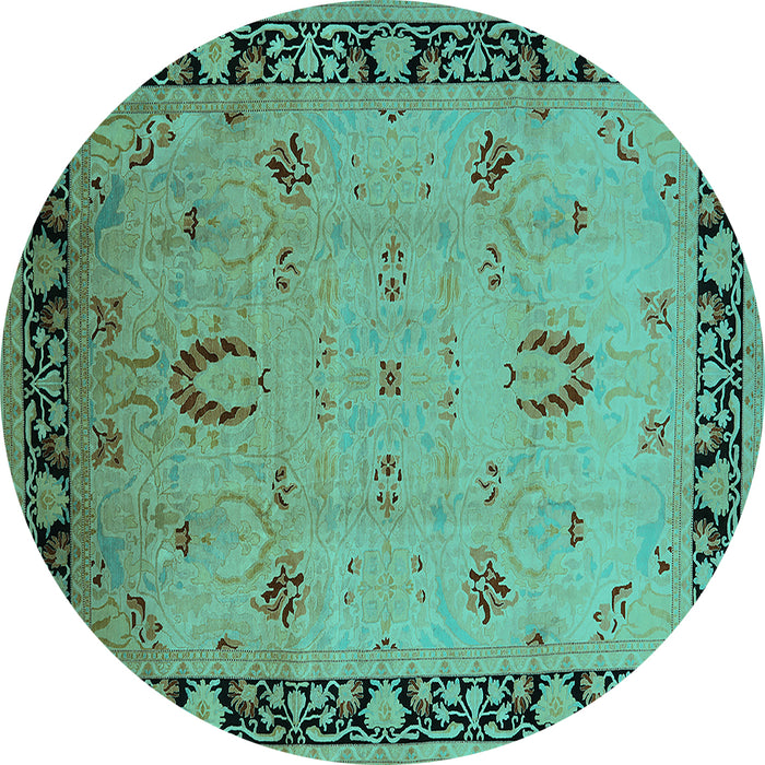 Round Oriental Turquoise Industrial Rug, urb3121turq