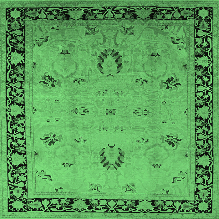 Square Oriental Emerald Green Industrial Rug, urb3121emgrn