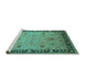 Sideview of Machine Washable Oriental Turquoise Industrial Area Rugs, wshurb3121turq