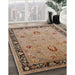 Mid-Century Modern Sienna Brown Oriental Rug in Family Room, urb3121