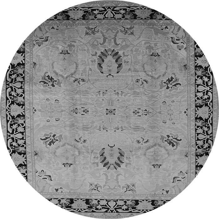 Round Machine Washable Oriental Gray Industrial Rug, wshurb3121gry