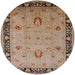 Round Mid-Century Modern Sienna Brown Oriental Rug, urb3121