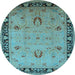 Round Oriental Light Blue Industrial Rug, urb3121lblu