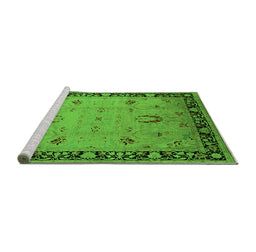 Sideview of Machine Washable Oriental Green Industrial Area Rugs, wshurb3121grn