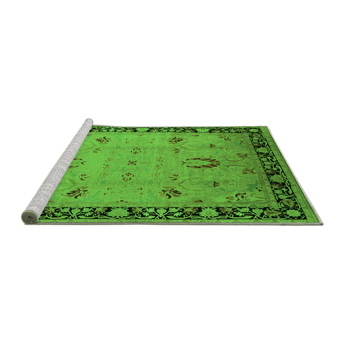 Sideview of Machine Washable Oriental Green Industrial Area Rugs, wshurb3121grn