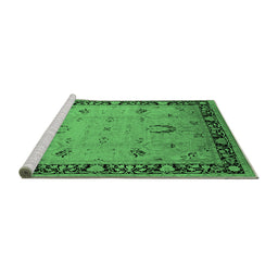Sideview of Machine Washable Oriental Emerald Green Industrial Area Rugs, wshurb3121emgrn