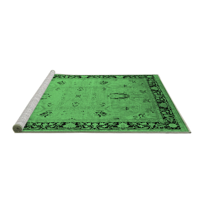 Sideview of Machine Washable Oriental Emerald Green Industrial Area Rugs, wshurb3121emgrn