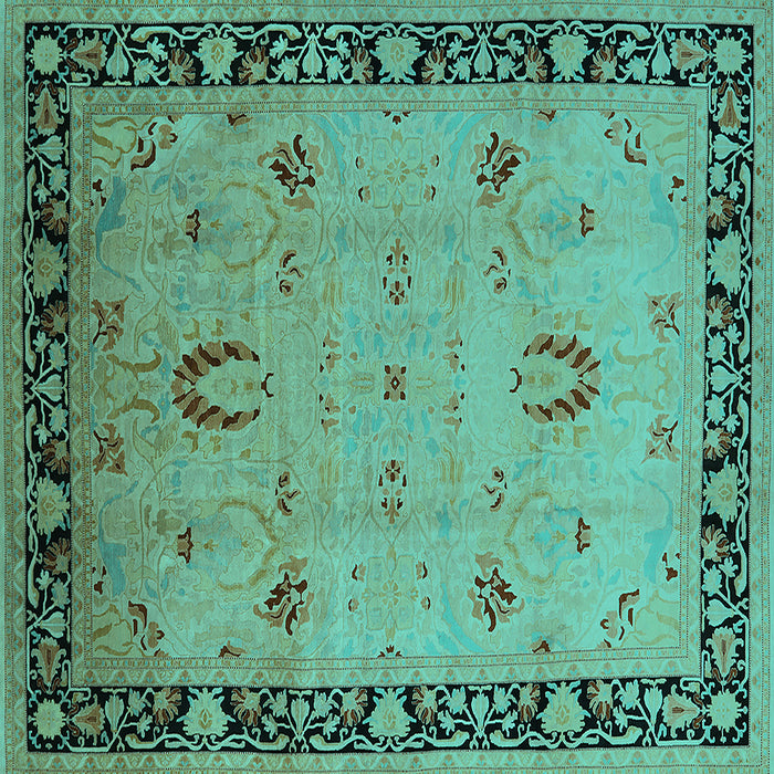 Square Oriental Turquoise Industrial Rug, urb3121turq