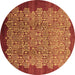 Round Oriental Brown Industrial Rug, urb3122brn